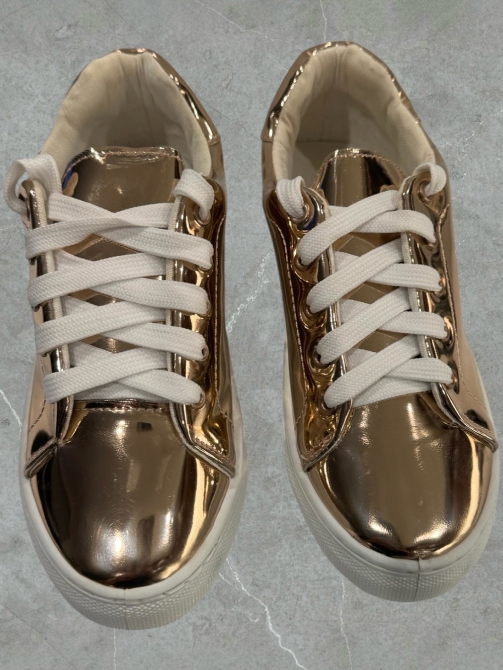 2 for $30 | Statement Rose Gold Metallic Low-Top Sneakers - Picture 6 of 16